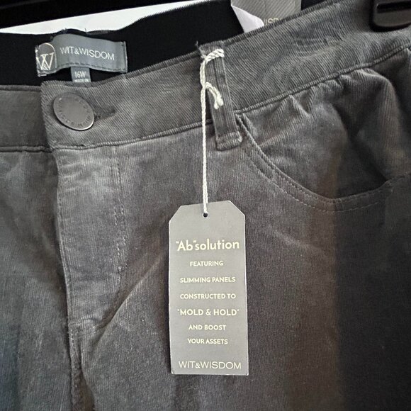 NWT 16w Wit & Wisdom Gray Corduroy Pants - Picture 2 of 5